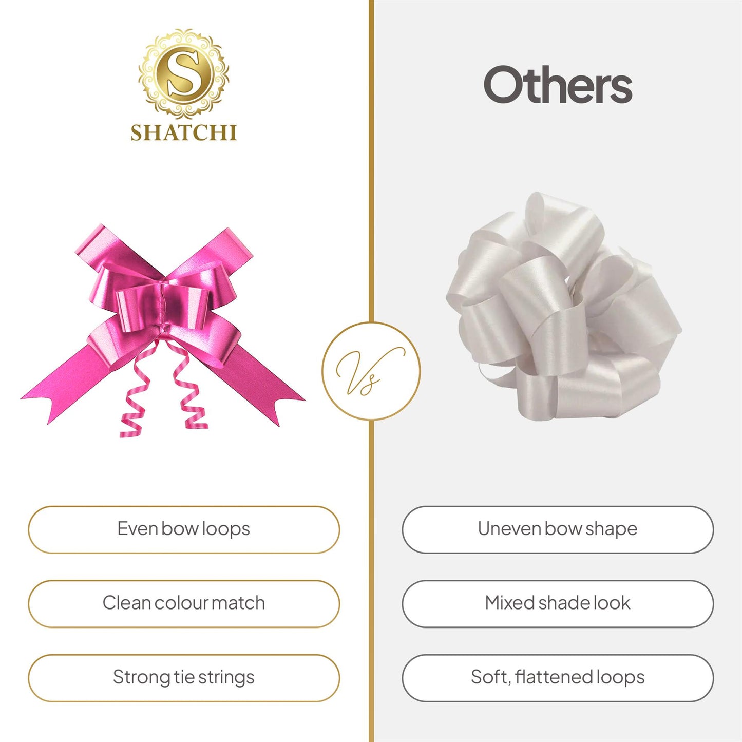 10 Hot Pink Pull Bows - 50mm