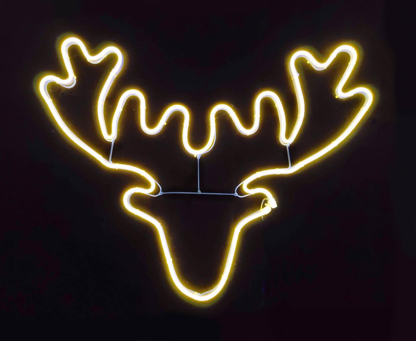 Stag Head Rope Light Silhouette (Warm White) 46 x 65cm