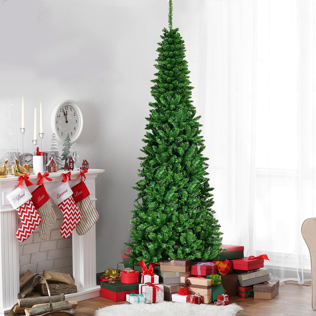 8ft Pre-Lit Green Pencil Christmas Tree - Cool White