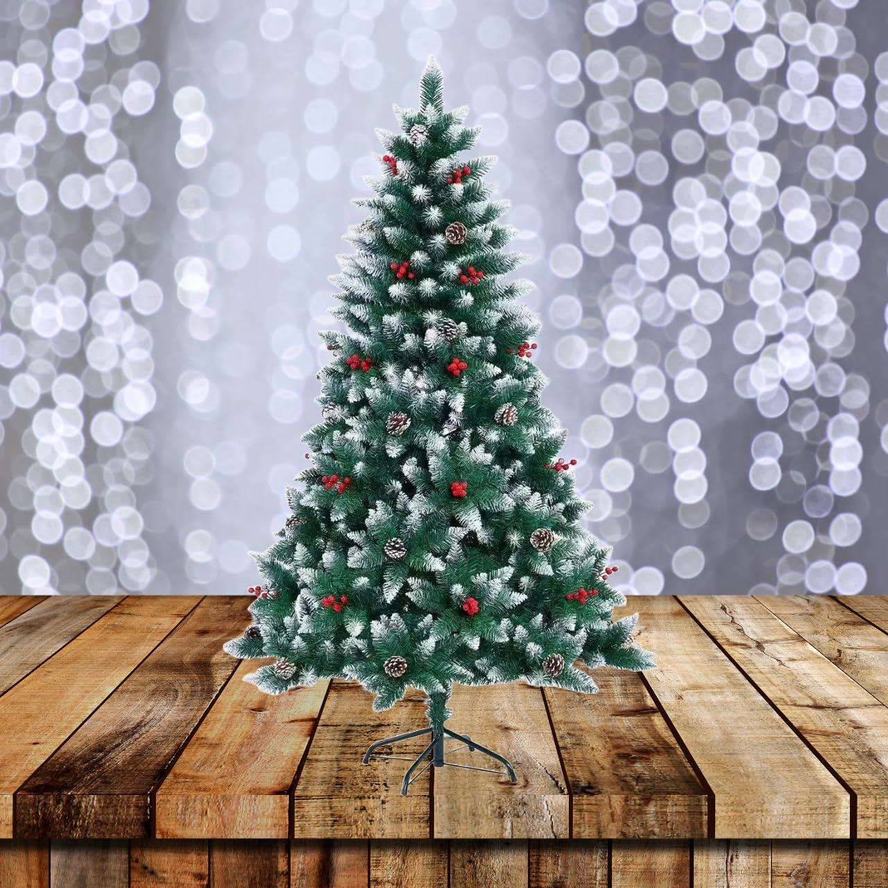 4ft Balmoral Fir Christmas Tree with 320 Tips, Flocked Tips, Berries, and Pine Cones