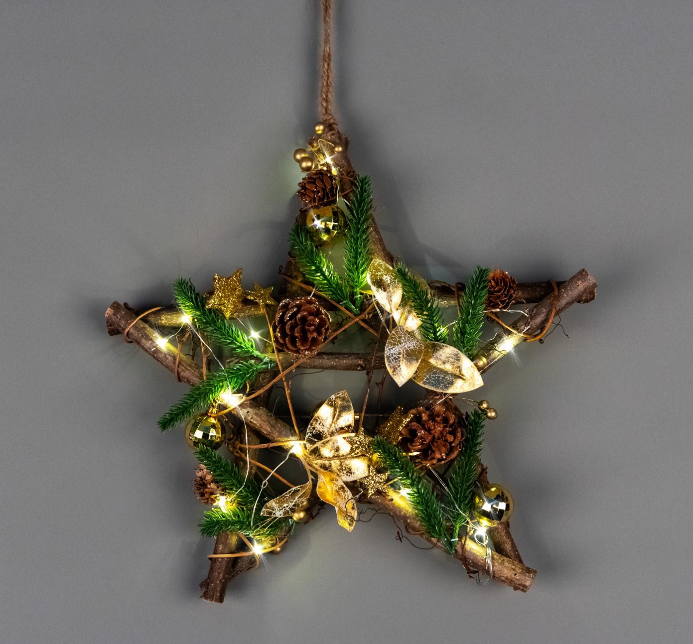 35cm LED Twig Hanging Star Goldation