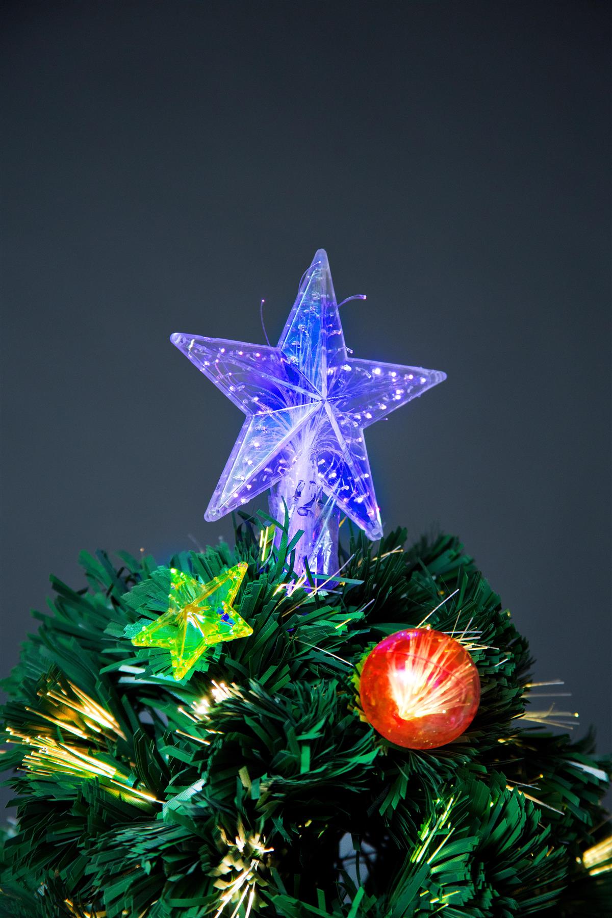 6ft Bauble and Star LED Fibre Optic Christmas Tree