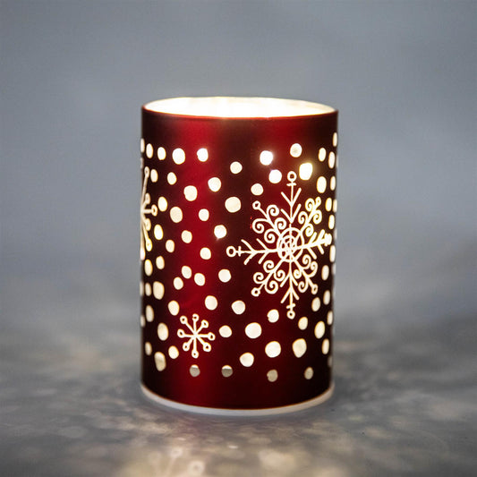 12cm LED Red Glass Vase (Snowfall)