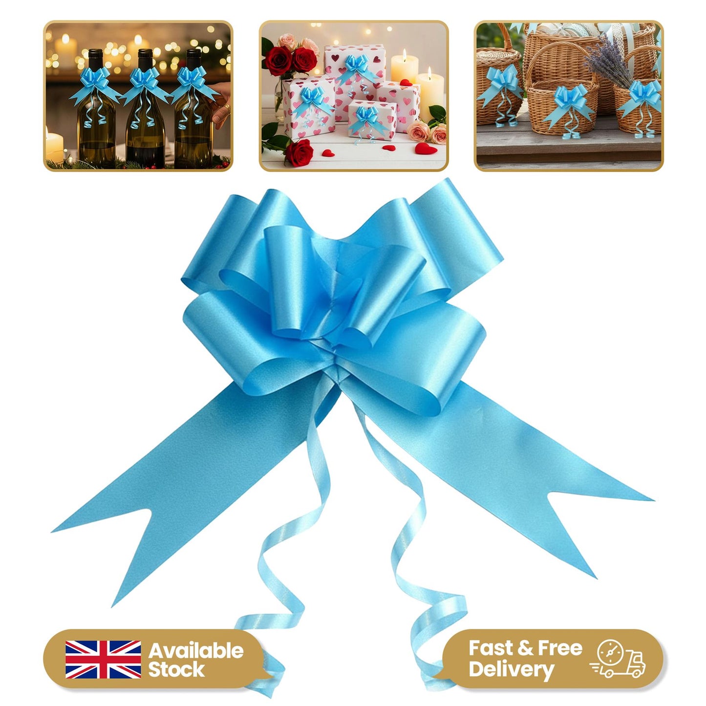 Shatchi 20pcs Pale Blue 30mm/3cm Pull Bows Gift Wrap & Hampers