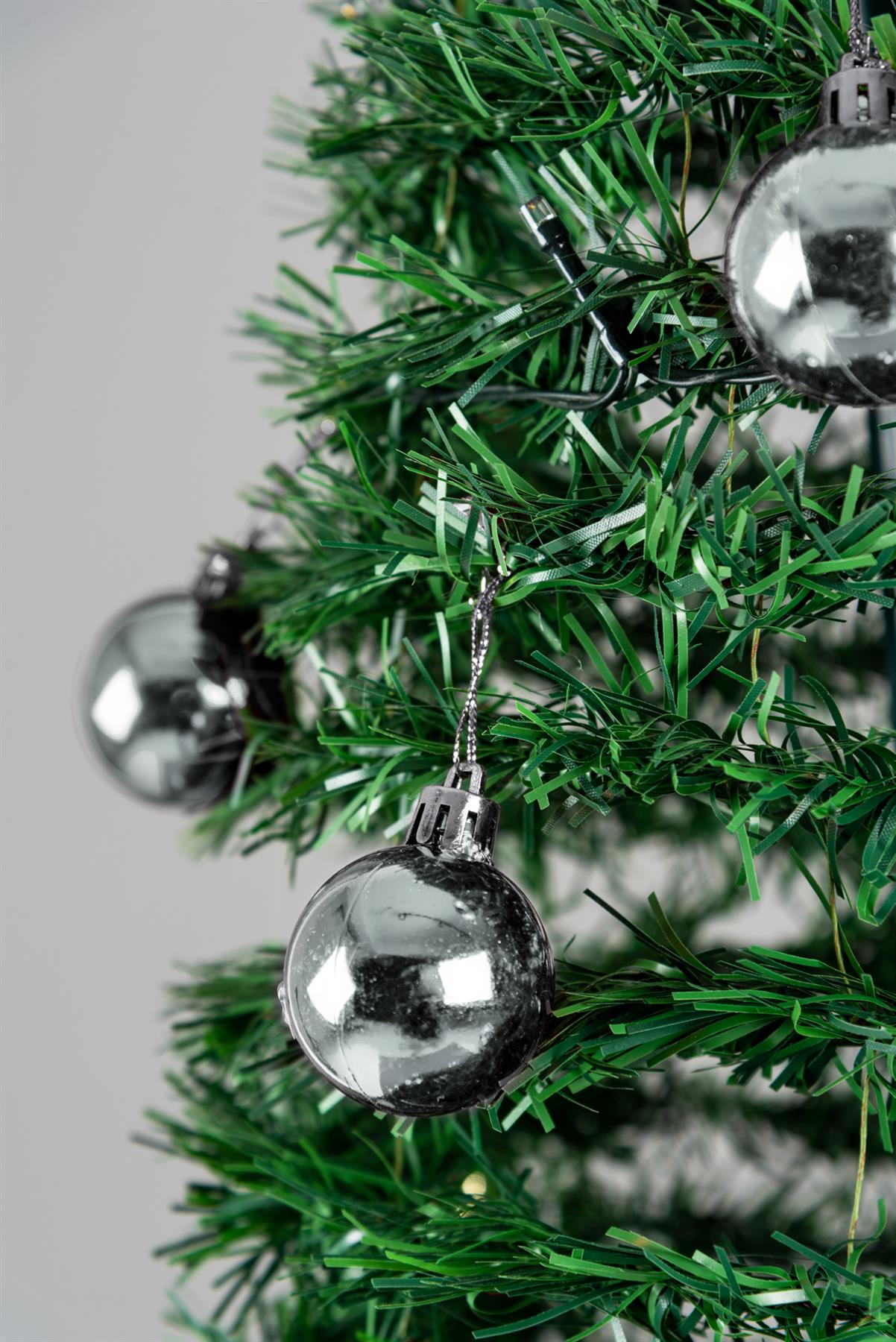 6ft (180cm)  Prelit Silver Baubles Decorated Pop Up Tree