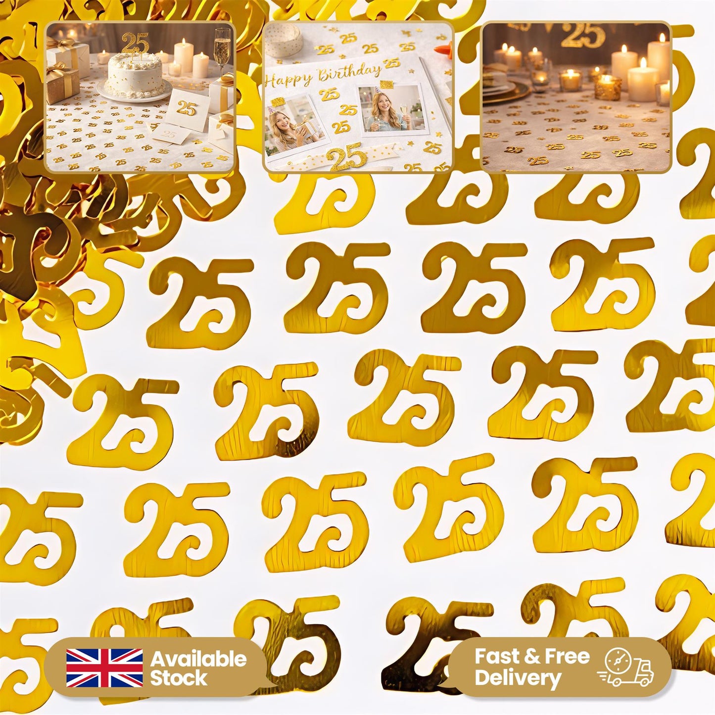 Pack of 2 Gold 25th Confetti - 14G Packs