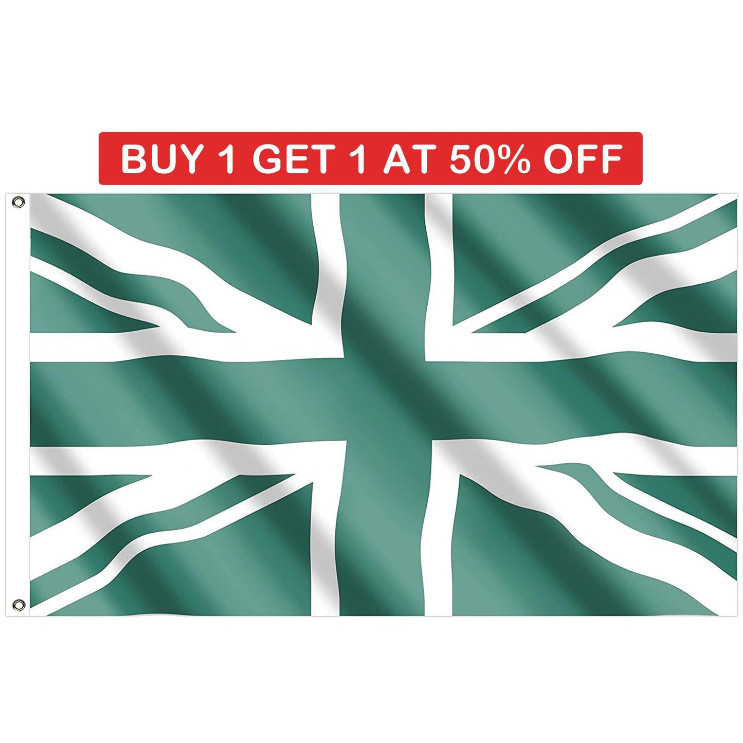 Union Jack Flag Green 5x3ft With Eyelets