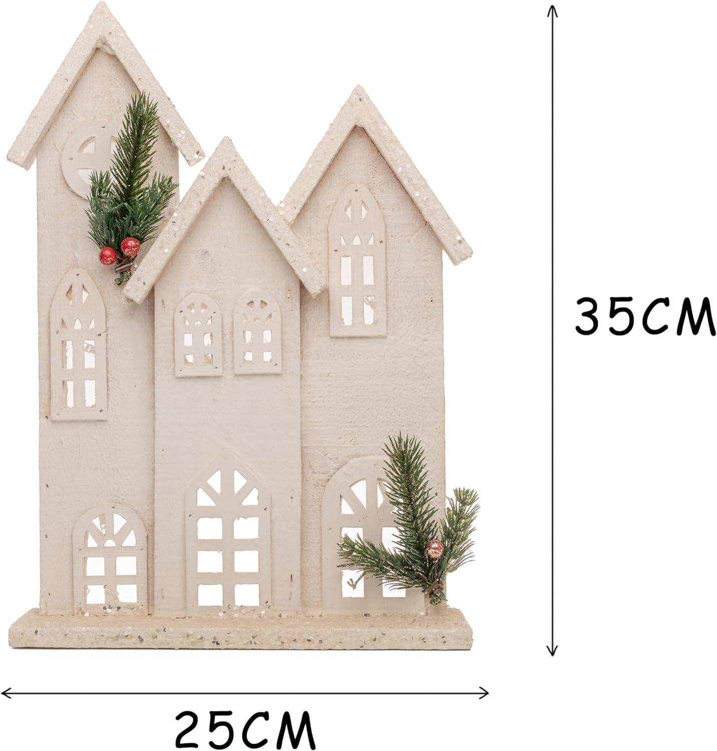 LED White Snow Covered Wooden House 24x7x35cm