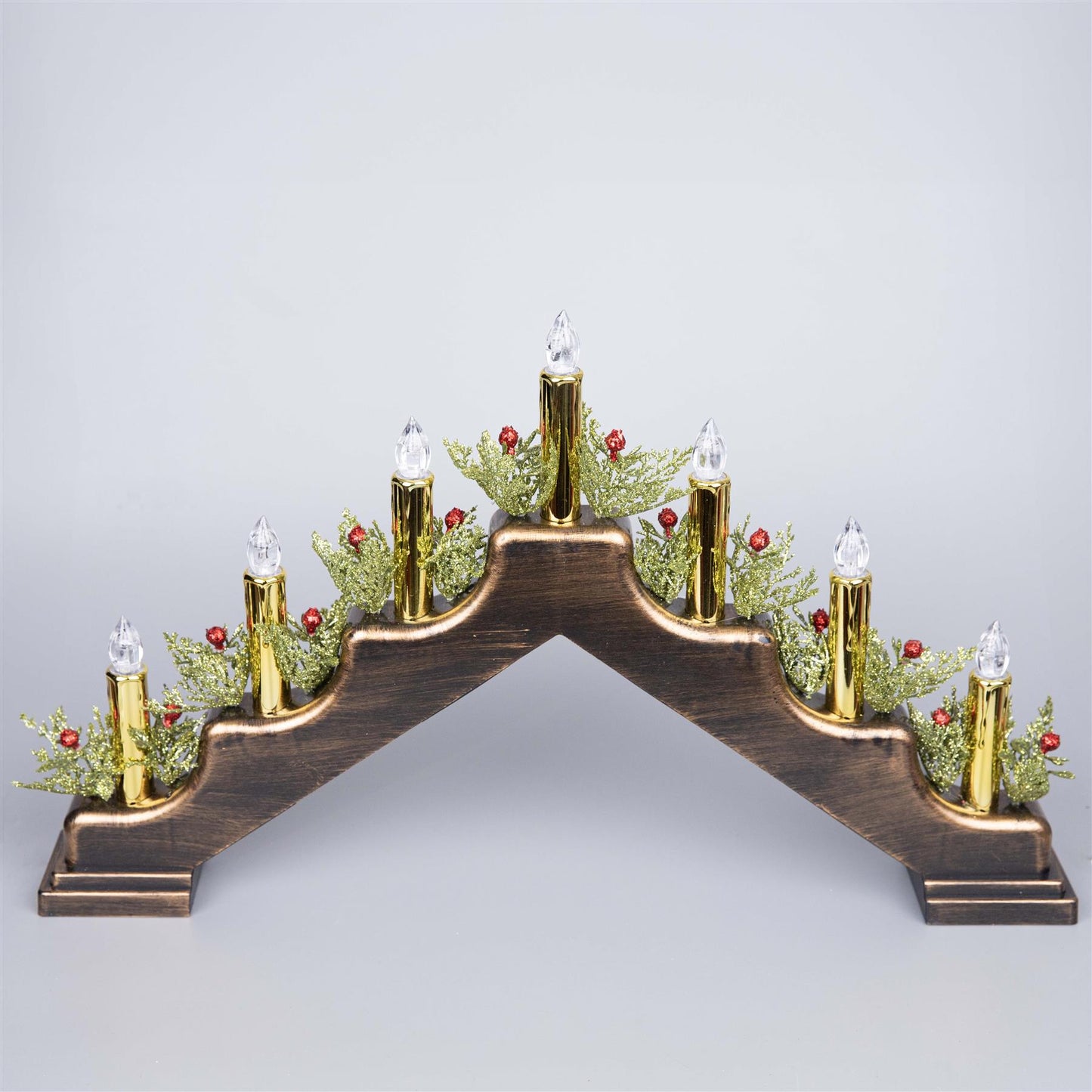 Battery-Operated Brass Finish Candle Bridge - H30xW50xD6.5cm