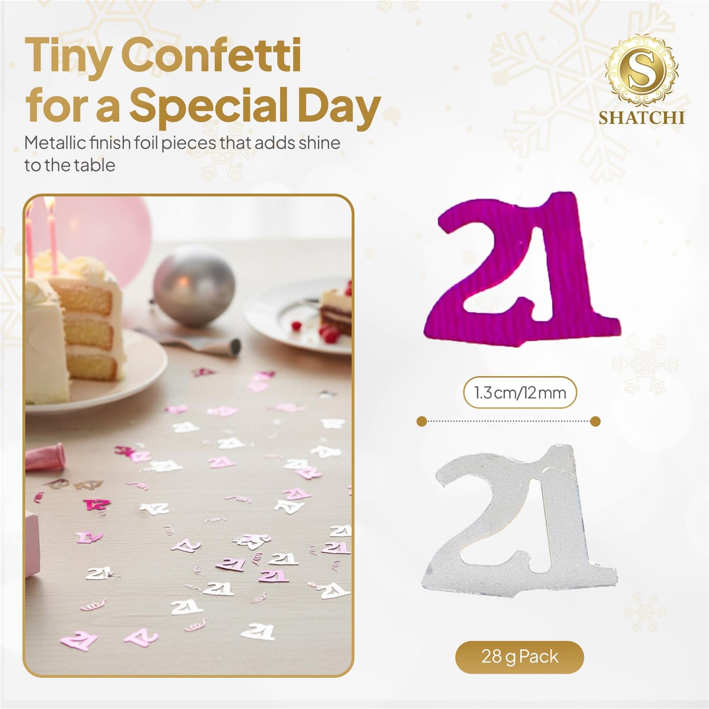 2 Packs of Pink Happy 21st Birthday Confetti