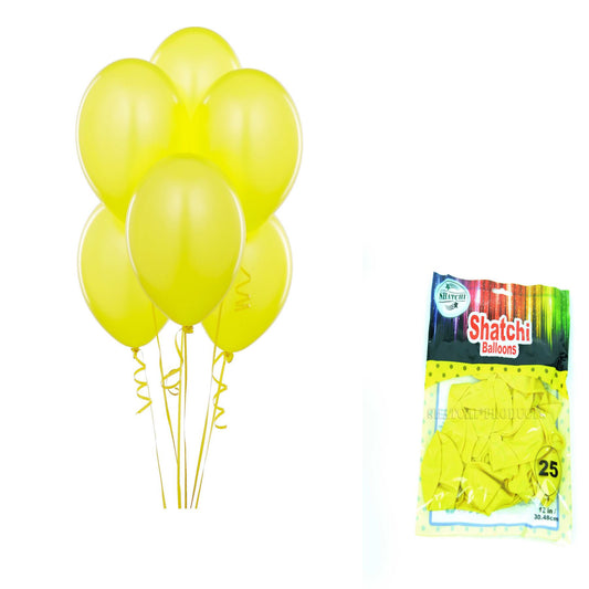 25 Yellow Latex Balloons (12")