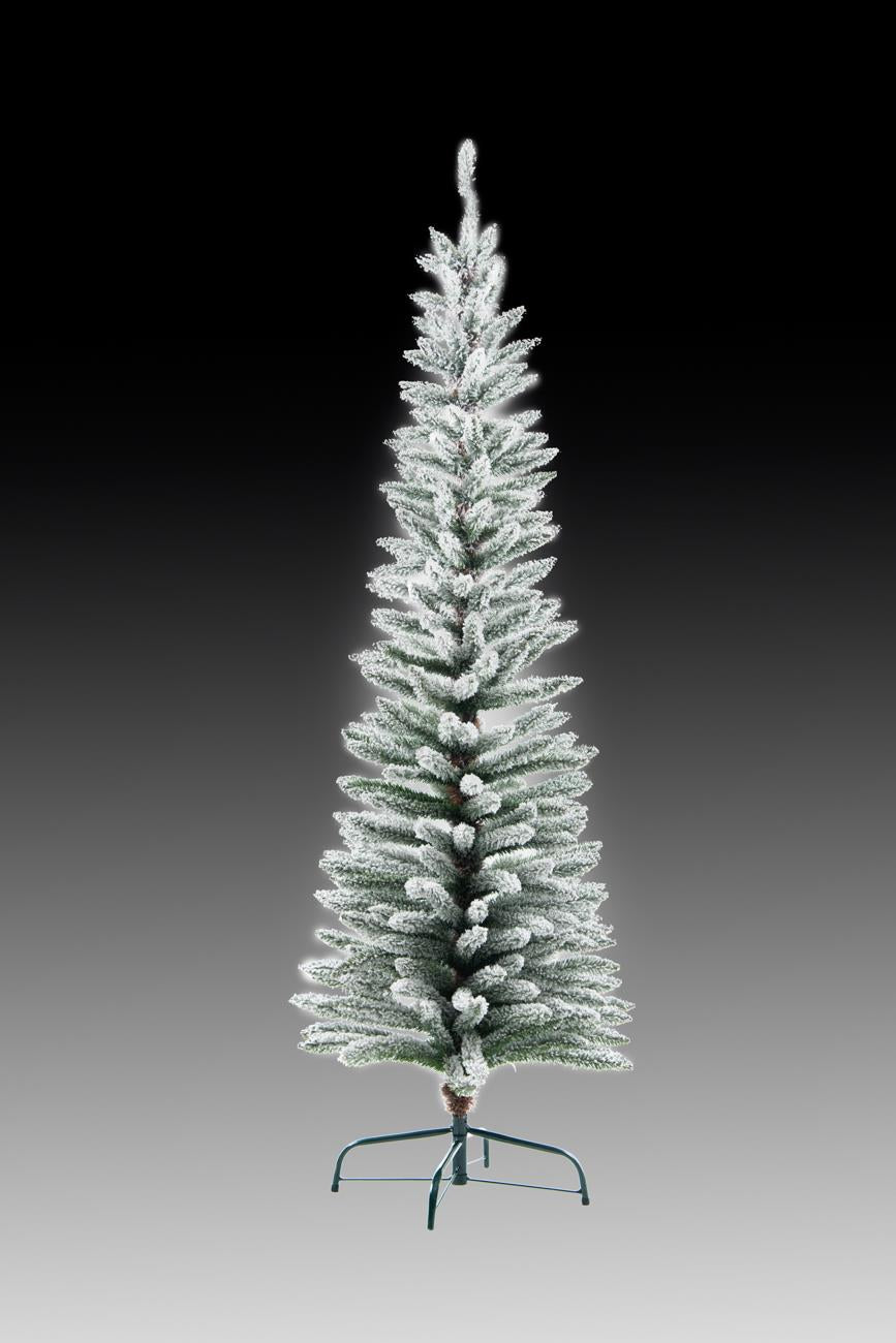 7Ft Snow Flocked Frosted Pencil Christmas Tree