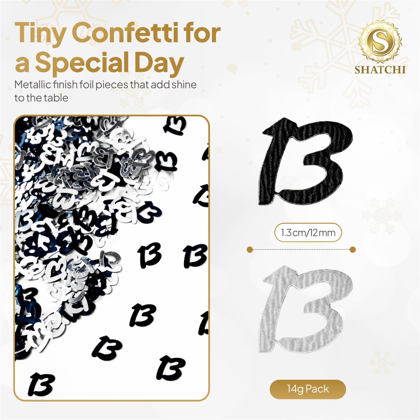 14g 13th Happy Birthday Confetti - Black & Silver