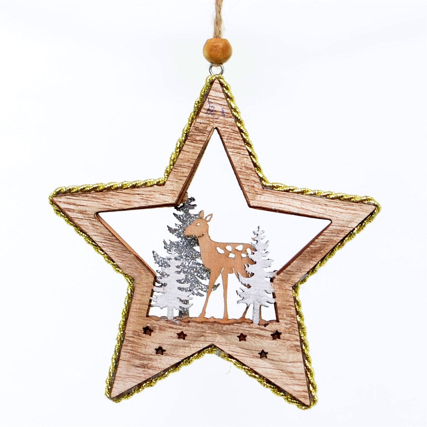 10x11cm Wooden Star Ornament