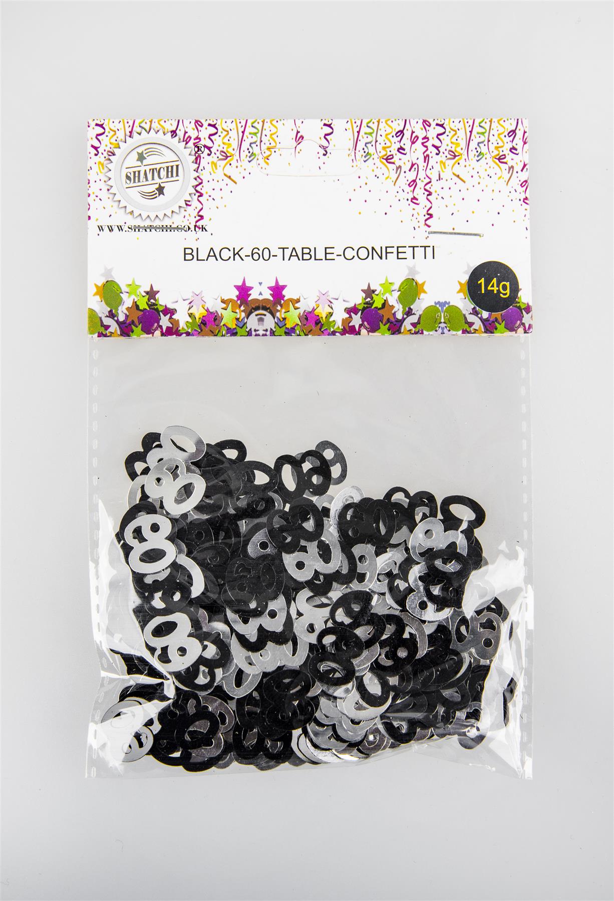 14g 60th Black Birthday Confetti