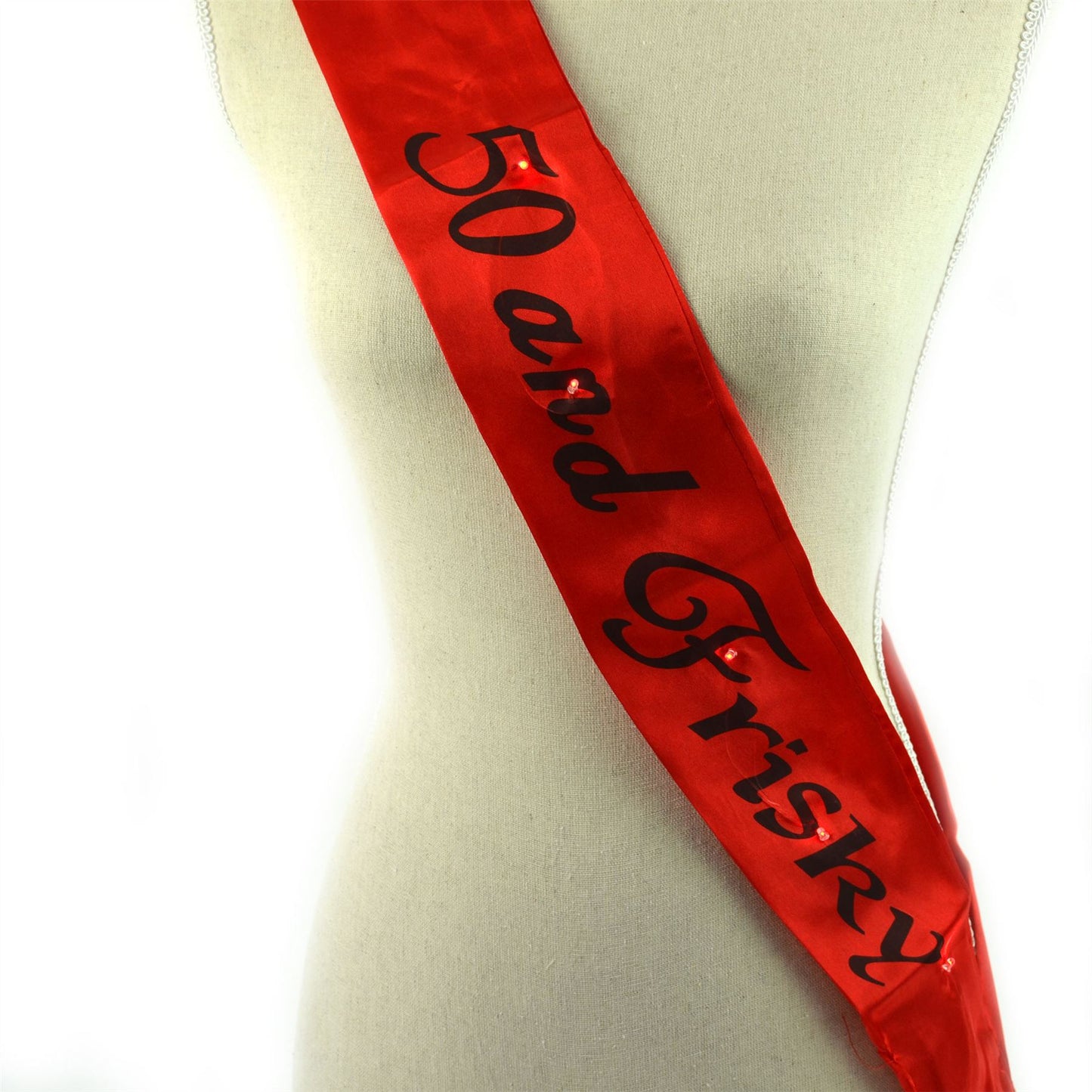 Red Flashing 50 and Frisky 50th Birthday Sash