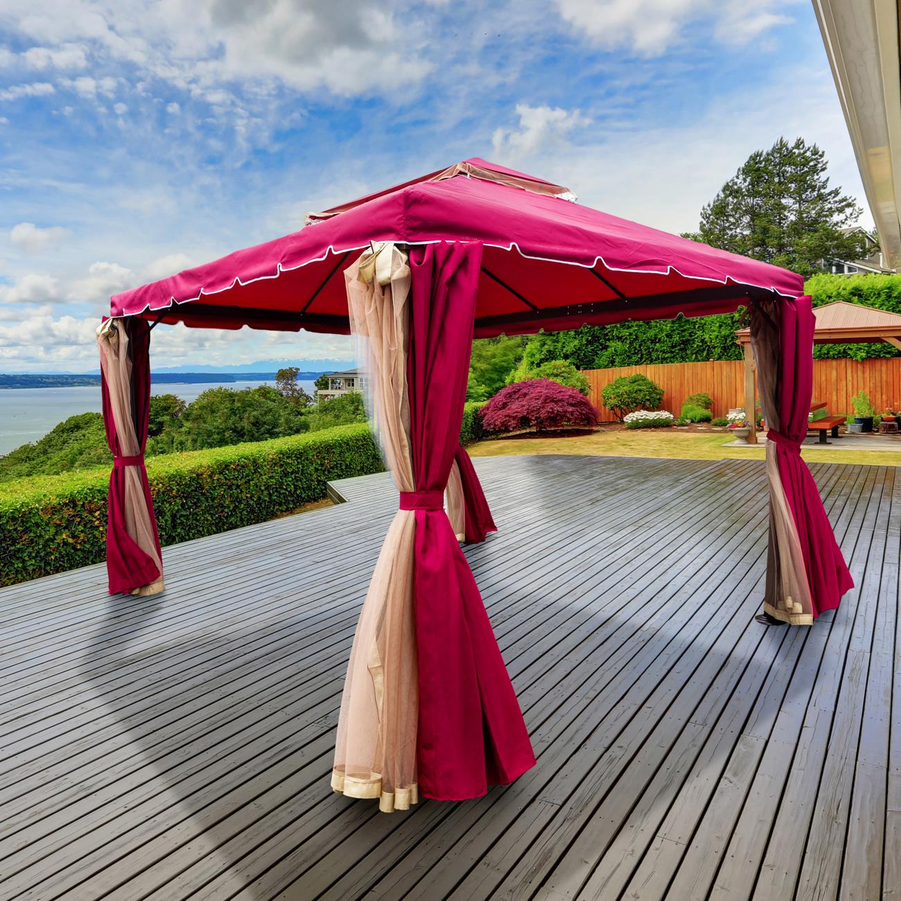 3x3x2.75m Red Gazebo with Nets