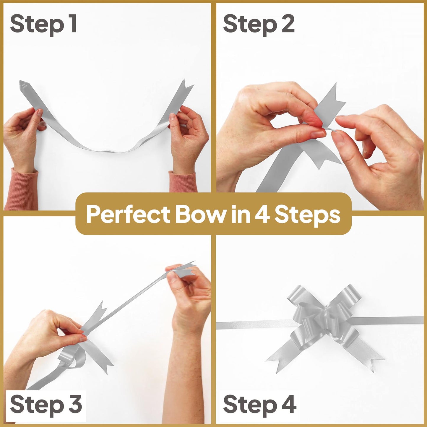 Shatchi 40pcs Silver 50mm/5cm Pull Bows Gift Wrap & Hampers