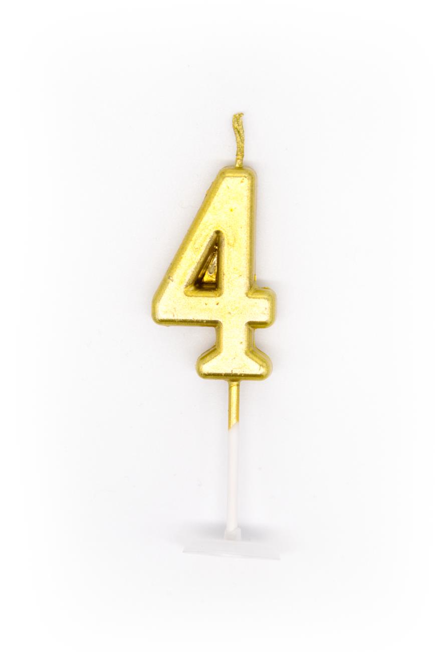 Gold Number 4 Candle