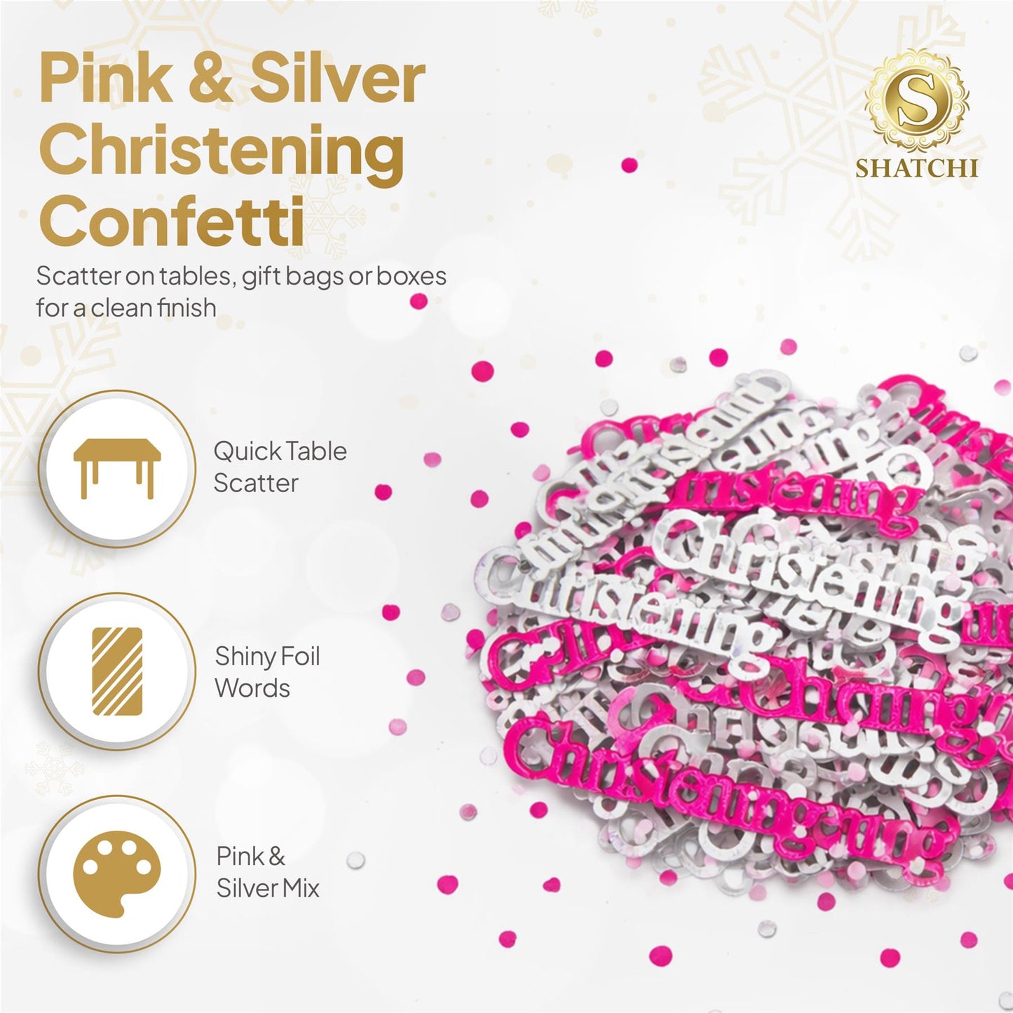 2 Packs Pink Christening Confetti 14g