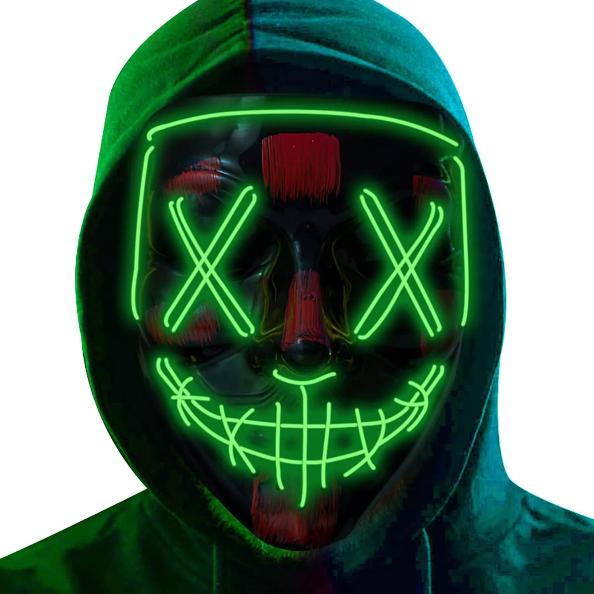 Halloween LED Neon Green Stitched Purge Mask