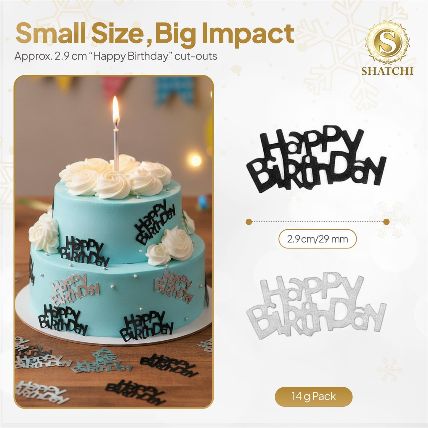 1 PK Happy Birthday Confetti Black & Silver, 14g