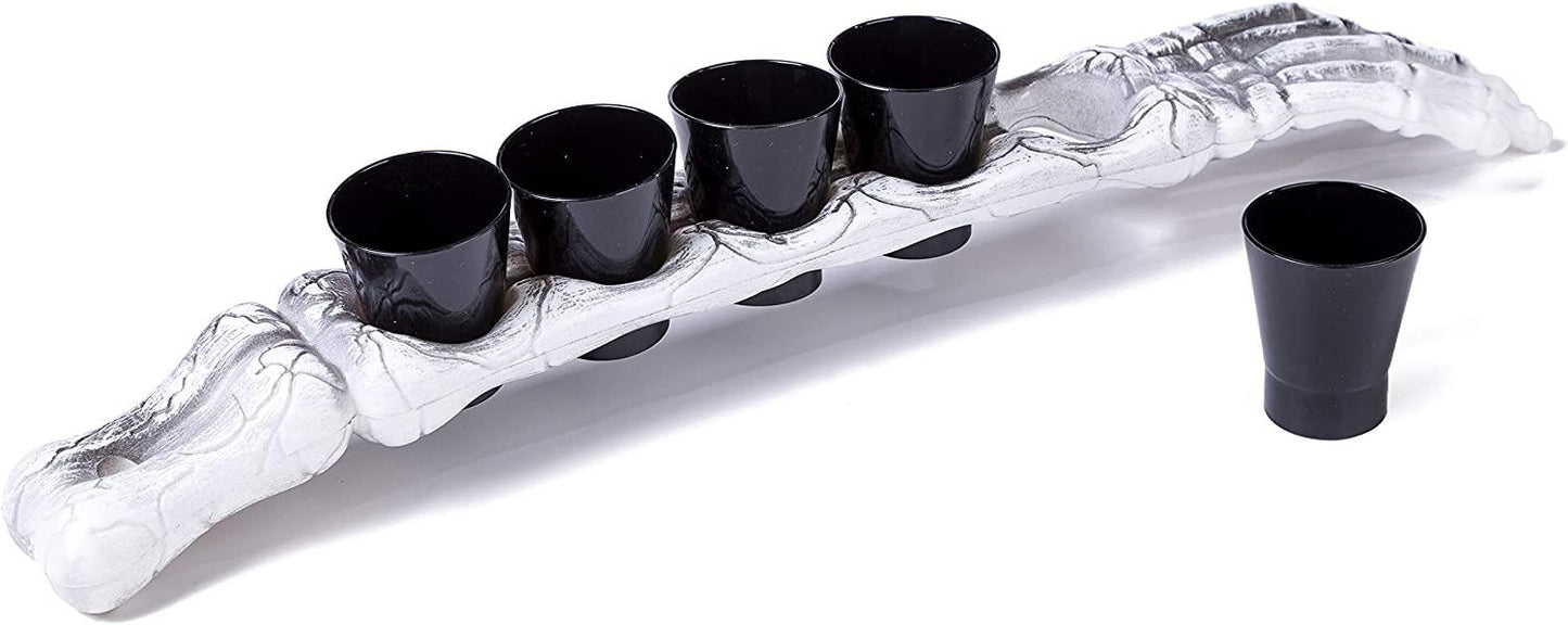 5pcs Halloween Skeleton Arm Shot Glasses, Black Stand