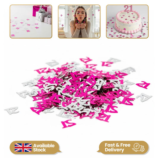 4 Packs of 21st Pink Happy Birthday Confetti Sprinkles
