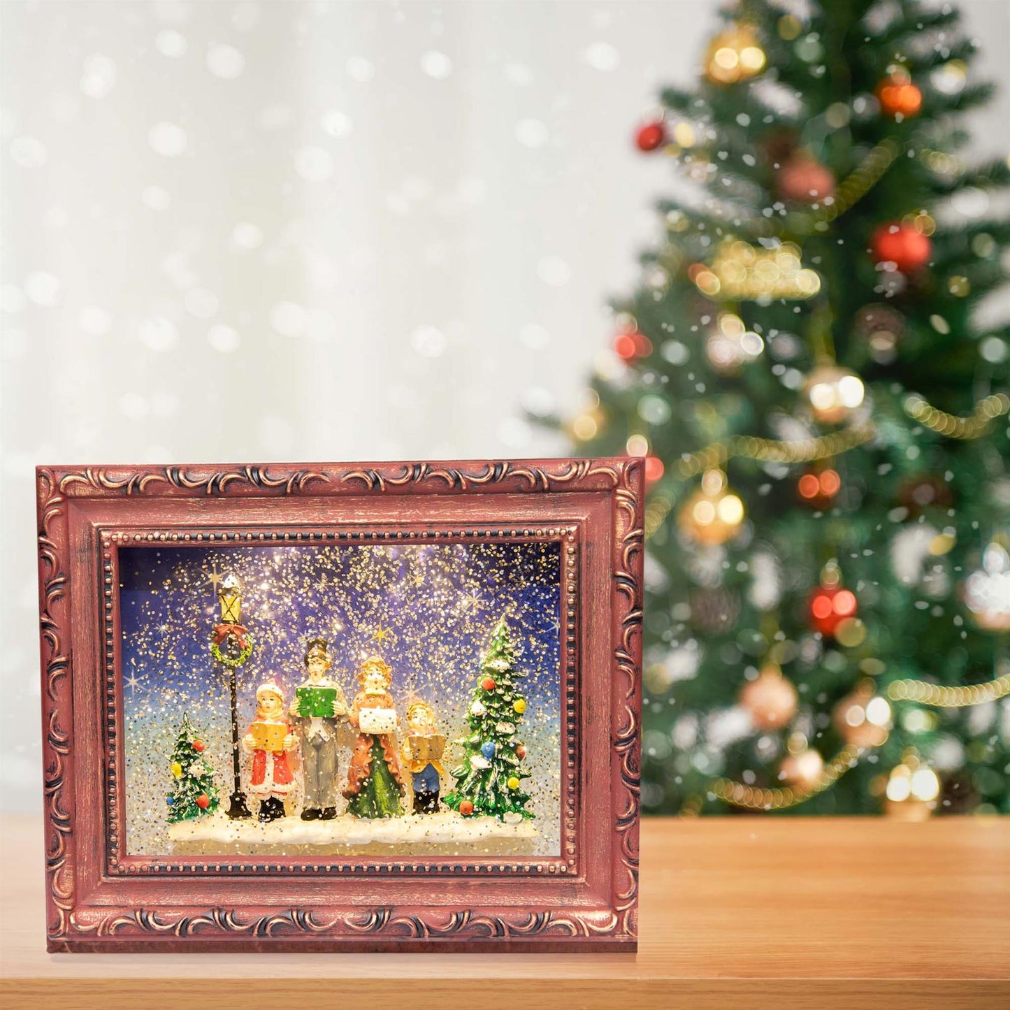 Christmas Carol Singers Choir Scene Frame Globe - 24x5x19CM