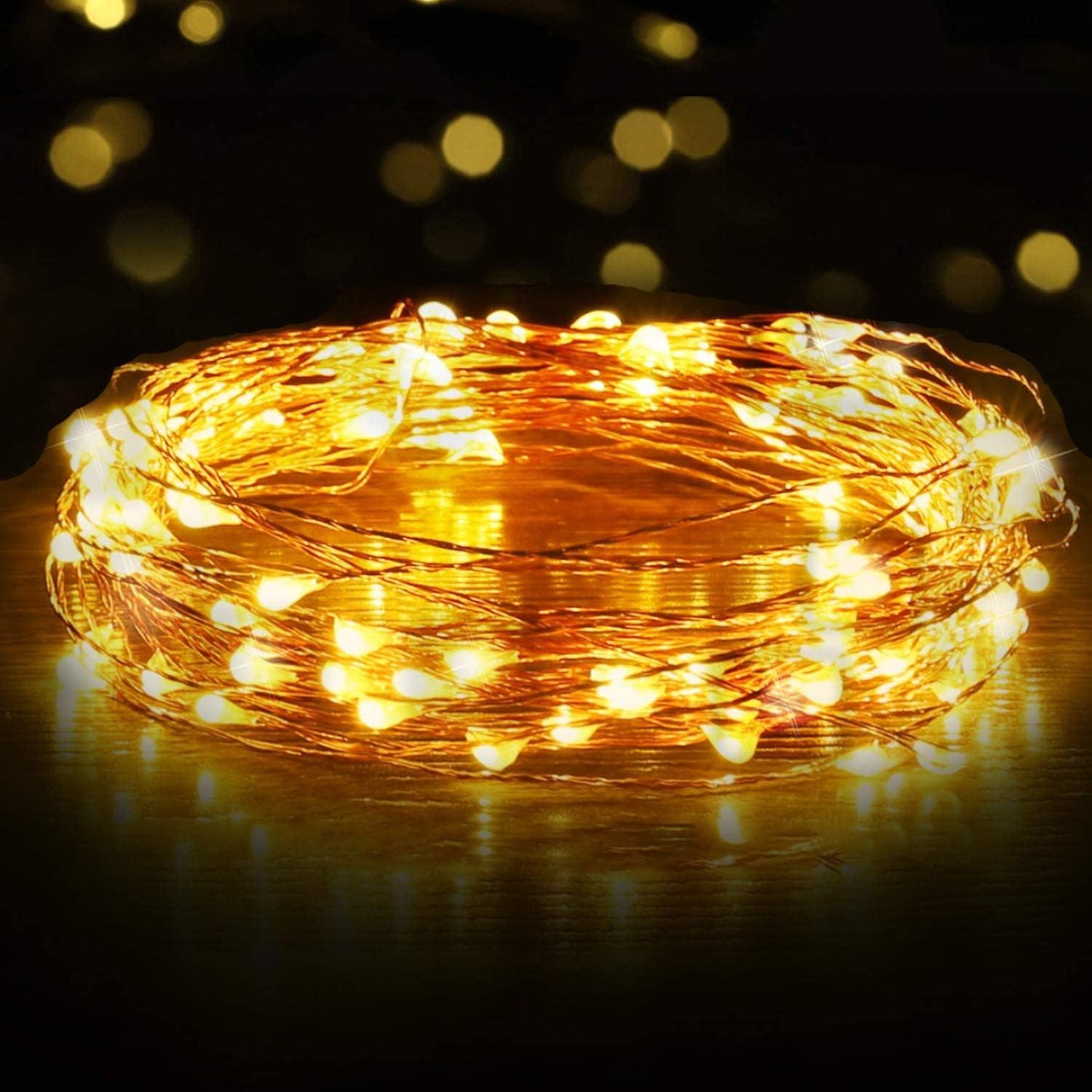 2 Packs of 20 Warm White LED Battery Lights (Gold Wire)