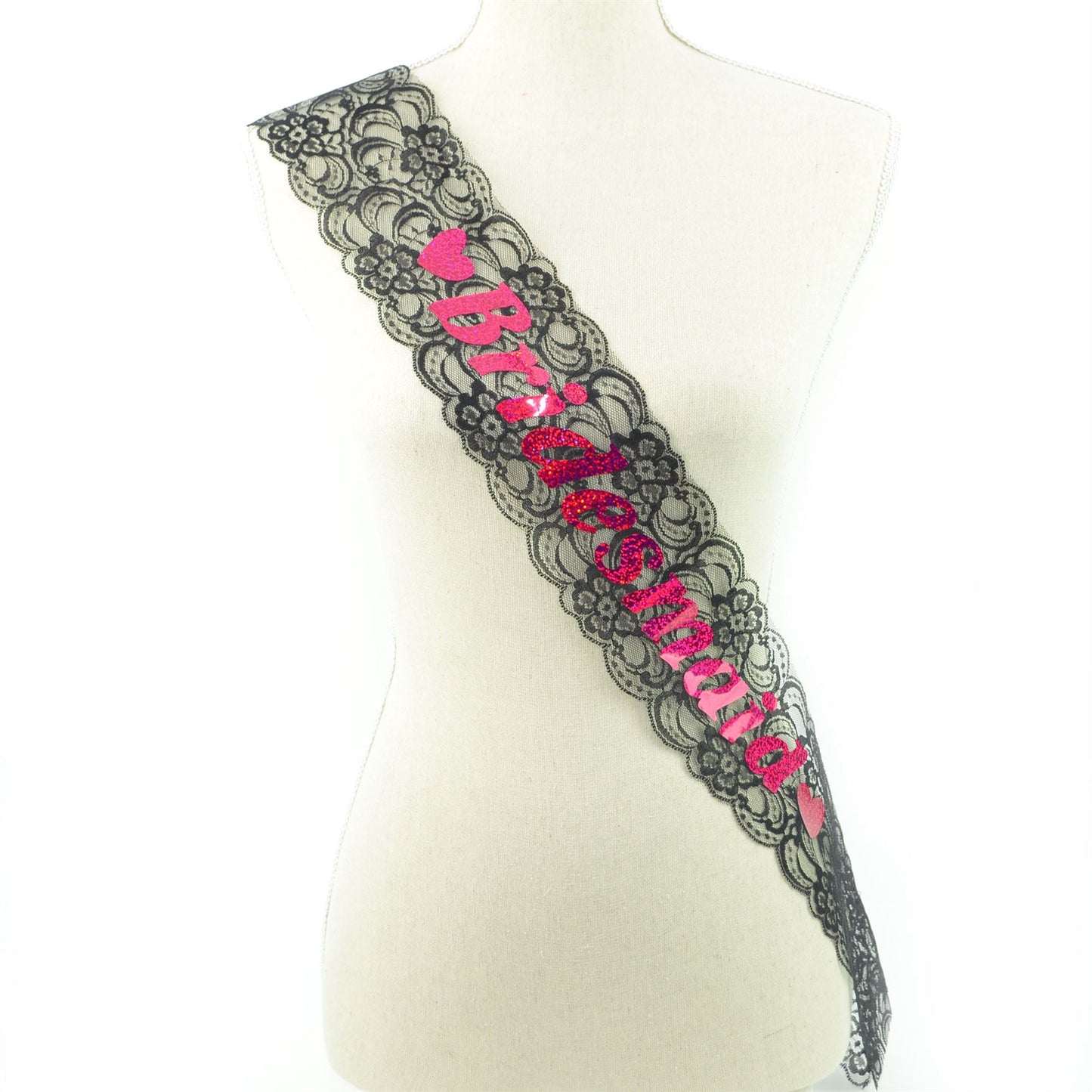 Shatchi Bridesmaid Sash Black Lace