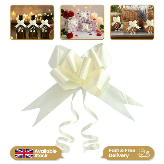 Shatchi 30pcs Ivory 30mm/3cm Pull Bows Gift Wrap & Hampers