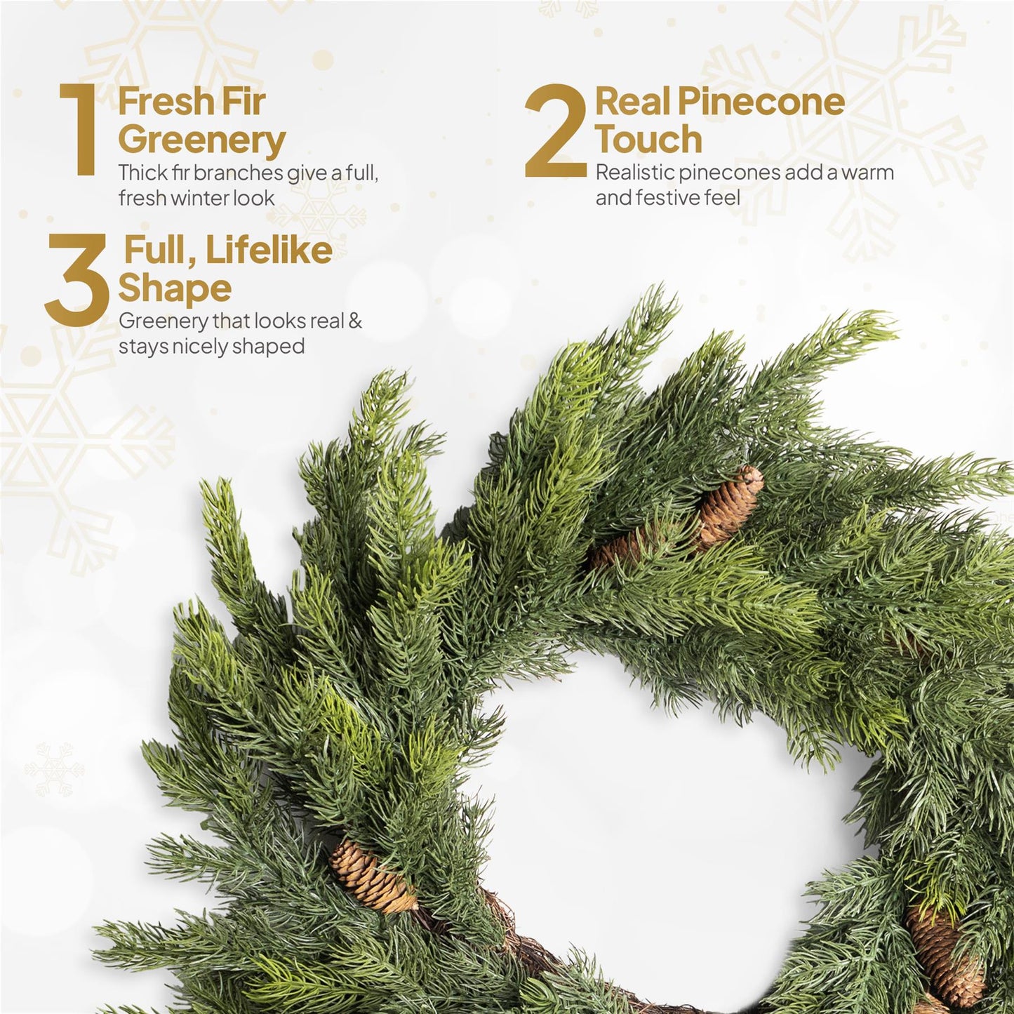 80CM FIR WITH PINE CONES WREATH