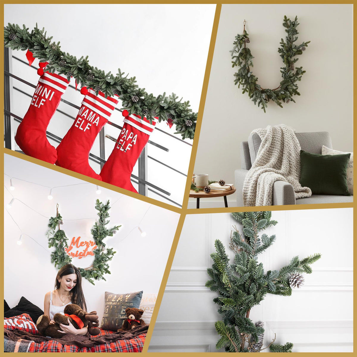 180CM CYPRESS PINE WITH PINE CONES GARLAND