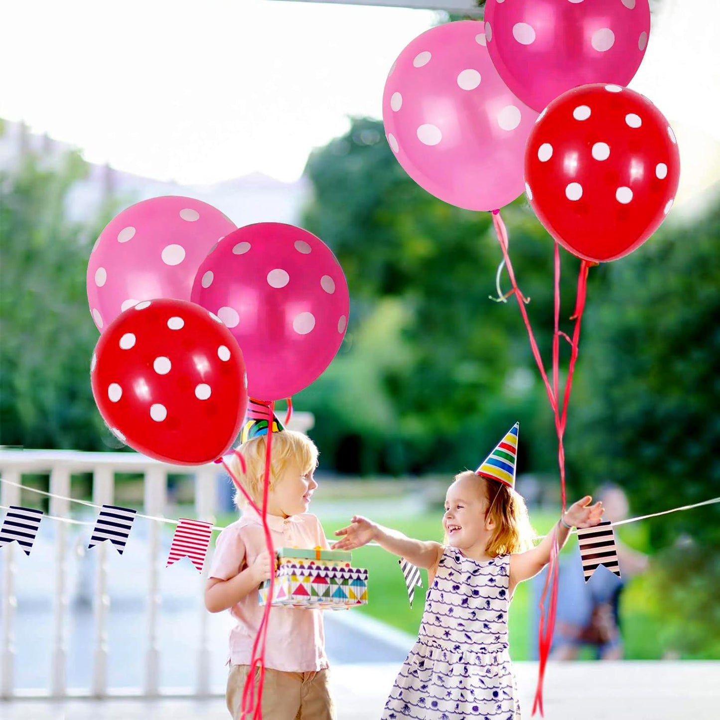 6pcs 12" Polka Dot Dark Pink & Light Pink Balloons