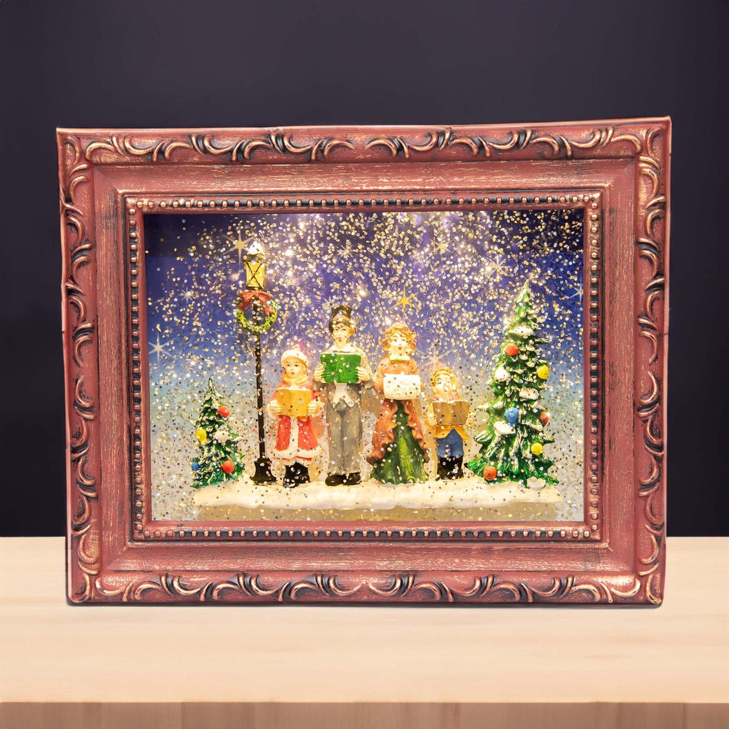 Christmas Carol Singers Choir Scene Frame Globe - 24x5x19CM