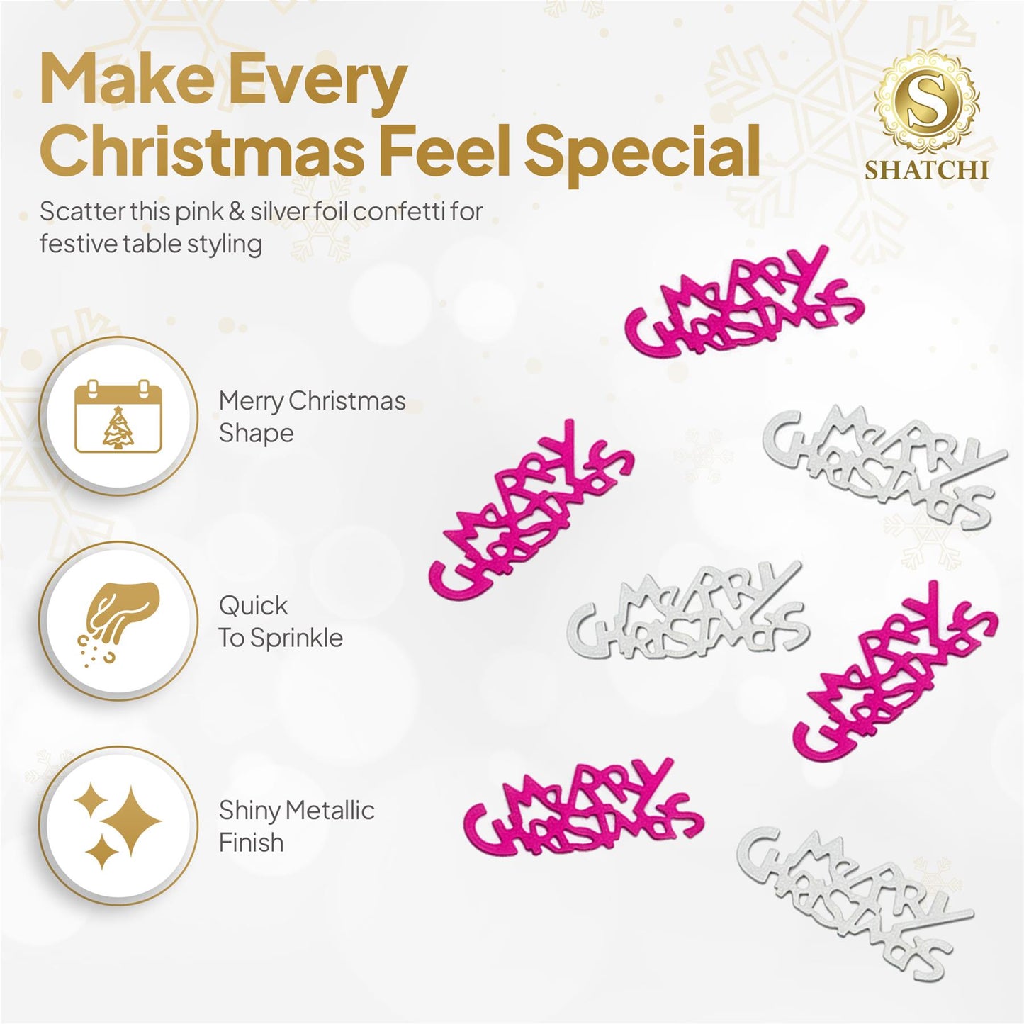 Xmas Merry Christmas Metallic Confetti - Table Party Sprinkles