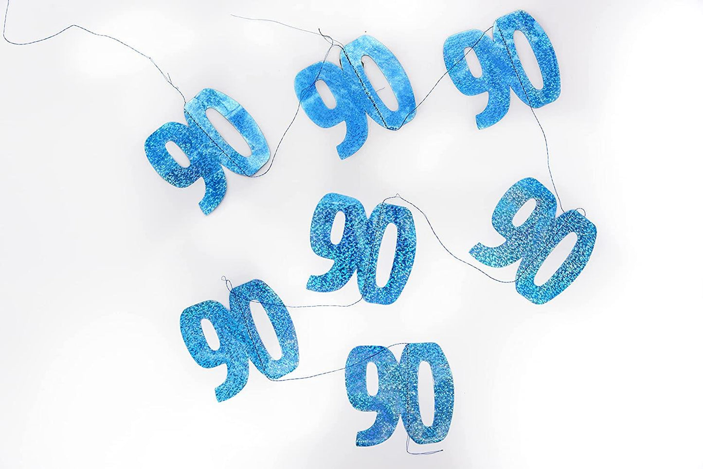 Pack of 6 90th Birthday Party - Foil Metallic Milestone Blue