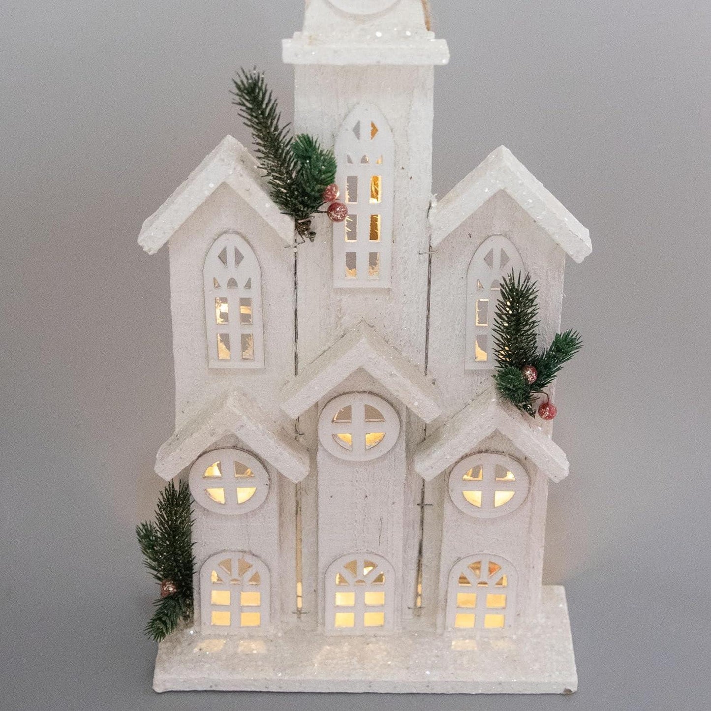 LED White Wooden Church House 24x8x58CMation