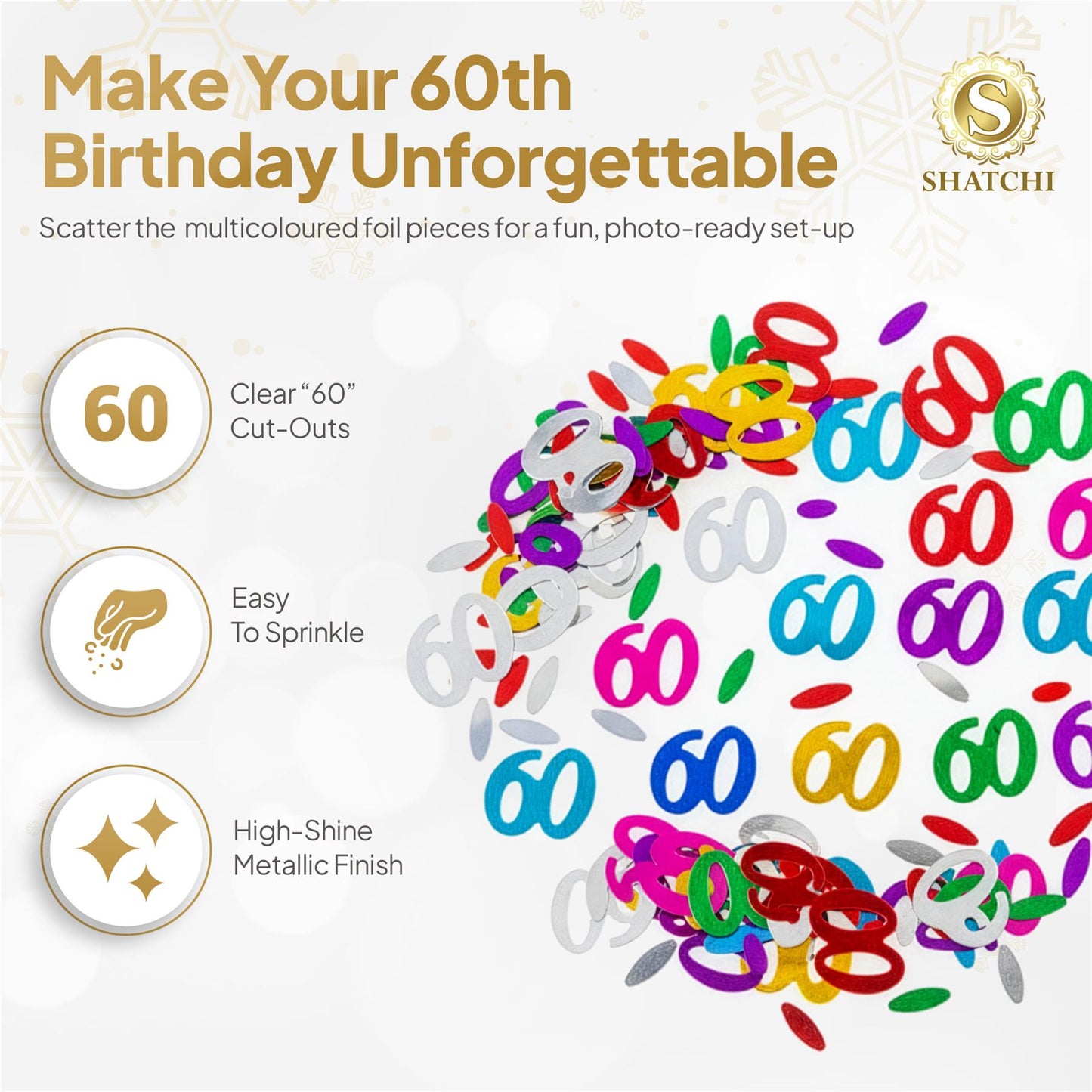 4x 14g 60th Happy Birthday Confetti - Mix