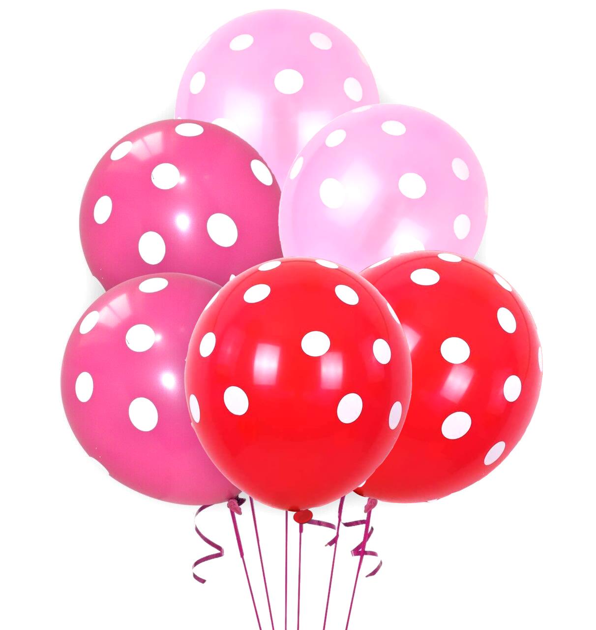 6pcs 12" Polka Dot Dark Pink & Light Pink Balloons