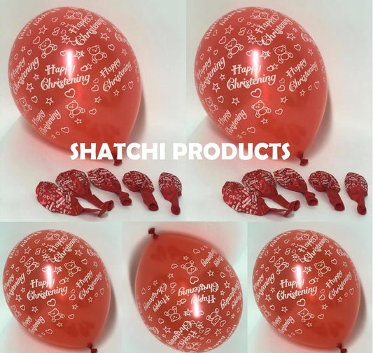 6 pk Red Christening Balloons