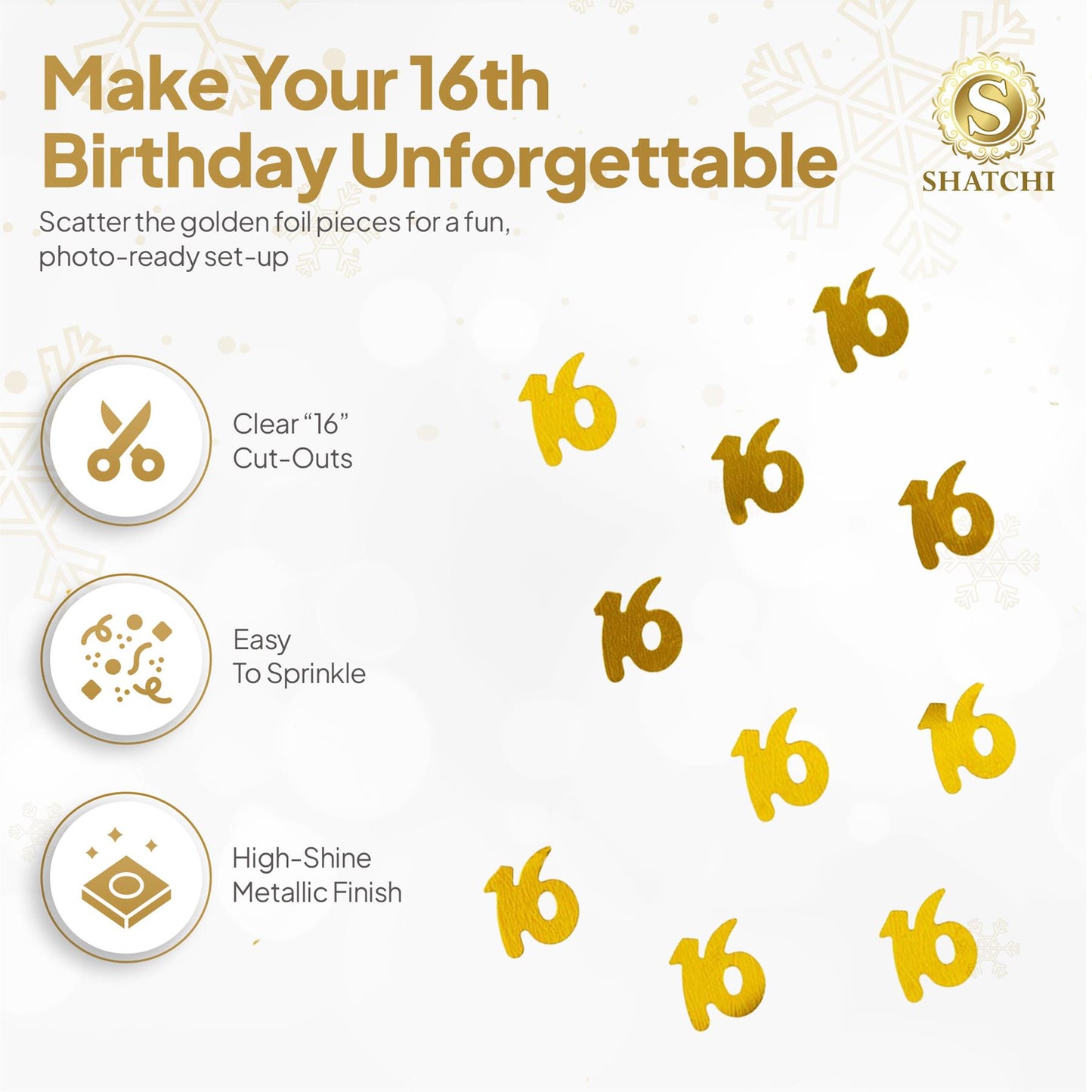 2 Packs of Gold 16th Confetti (14g)