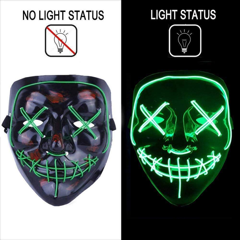 Halloween LED Neon Green Stitched Purge Mask