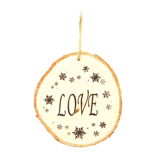 10cm Wooden Ornament with "Love" Wording