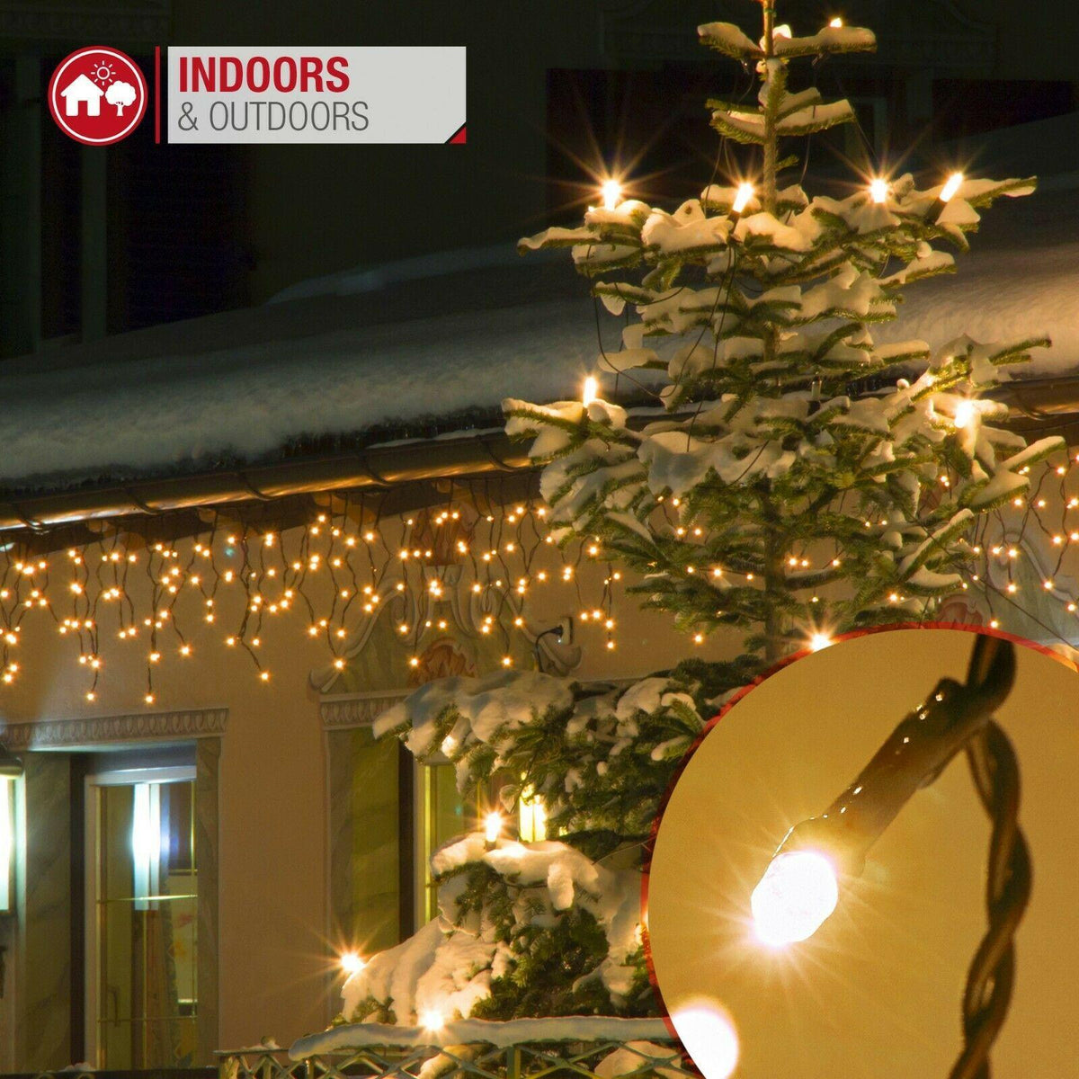 1200 Warm White LED Icicle Lights