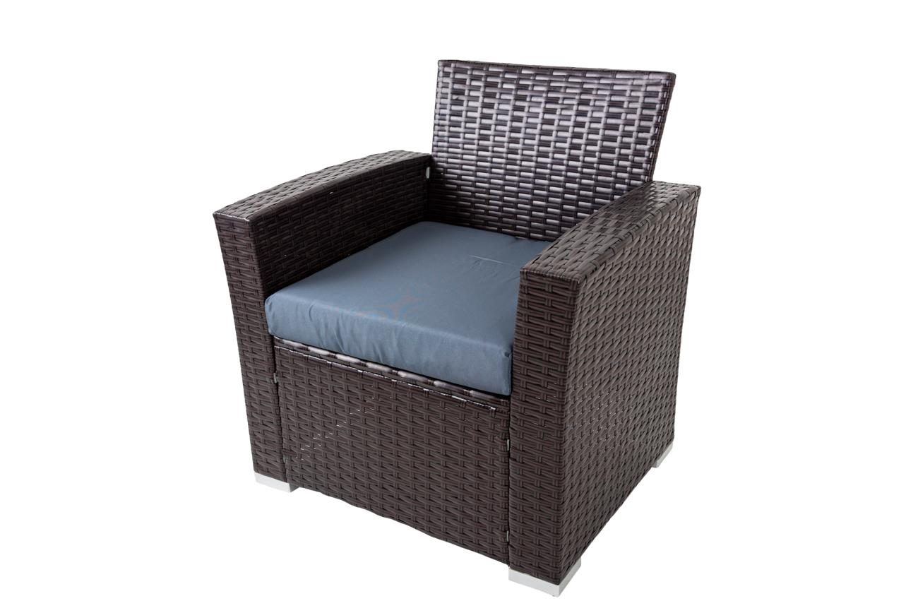 Dark Brown Rattan Sofa 1 Sofa, 2 Chairs, 1 Table