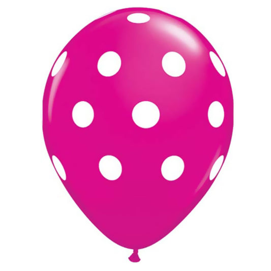 6 Pcs 12" Polka Dot Balloons Dark Pink