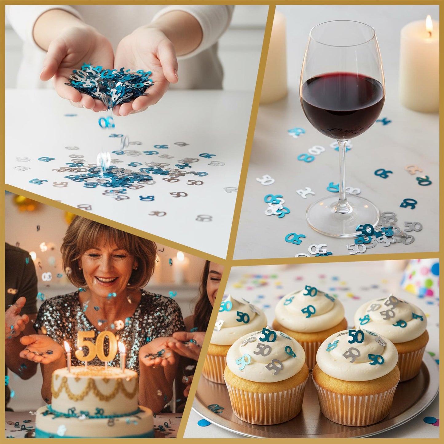 2 x 50th Blue Happy Birthday Confetti Sprinkles- 14g