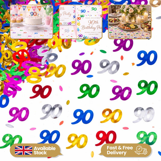 3x 90th Happy Birthday Confetti - Mix, 14g